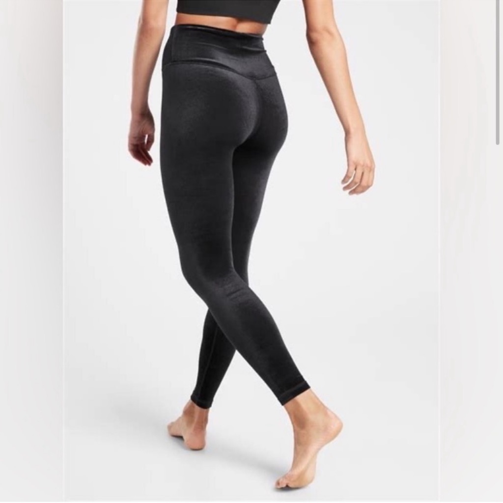Athleta Elation Ultra High Rise Velvet Tight Black Yoga Legging Xs